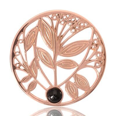 Nikki Lissoni Black Onyx Tree Rose Gold Plated 33mm Coin C1024RGM, MPN: C1024RGM, 8718627460733