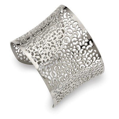 Laser cut Design Cuff Bangle Stainless Steel Polished SRB2088 by Chisel, MPN: SRB2088, 191101647338