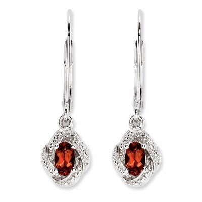 January Garnet Earrings Sterling Silver Diamond QBE12JAN, MPN: QBE12JAN, 886774187570