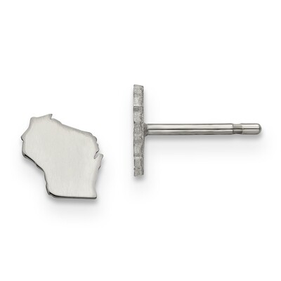Wisconsin State Small Earrings 14k White Gold Engravable XNE50W-WI, MPN: XNE50W-WI, 886774758800