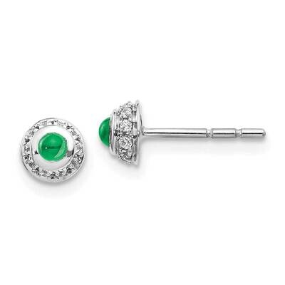 Cabochon Emerald Earrings 14k White Gold Diamond EM4030-EM-010-WA, MPN: EM4030-EM-010-WA, 191101837…