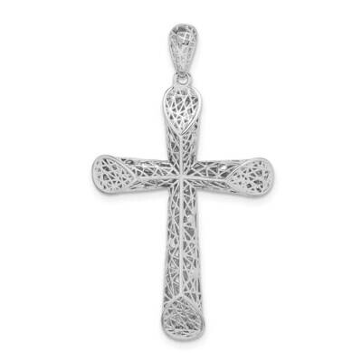 Polished Angled Edge Hollow Cross Pendant Sterling Silver Rhodium-plated QC9370, MPN: QC9370, 88395…