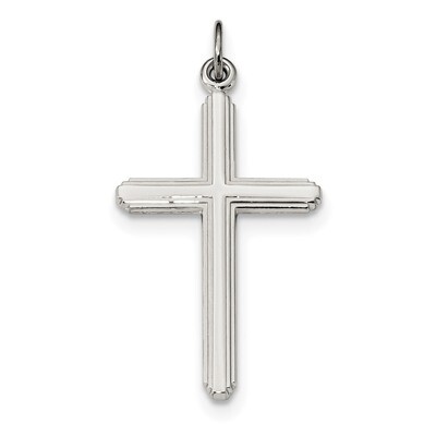 Grooved Cross Pendant Sterling Silver Polished QC9051, MPN: QC9051, 886774081168