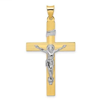 Solid Inri Curcifix Cross Pendant 14k Two-Tone Gold Polished XR2075, MPN: XR2075, 196904169797
