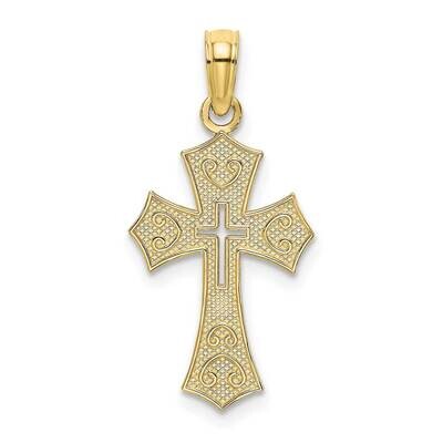 Textured Cut-Out Center Cross Charm 10k Gold 10K8603, MPN: 10K8603,