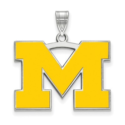 Michigan University of Large Enamel Pendant Sterling Silver SS029UM, MPN: SS029UM, 886774763897