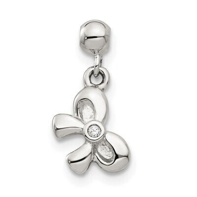 Dangle Bow Charm Sterling Silver Swarovski Crystal QMM144, MPN: QMM144,