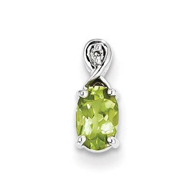 Peridot Oval Pendant Sterling Silver Rhodium-plated Diamond QP2984PE, MPN: QP2984PE, 883957461854
