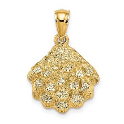 Textured Oyster Shell Charm 14k Gold 2-D K7653, MPN: K7653, 637218012077