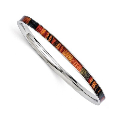 Dark Green Red Orange Enameled Bangle - Stainless Steel SRB1205 by Chisel, MPN: SRB1205, 8867742630…