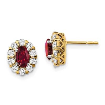 Created Oval Ruby &amp; Lab Grown Diamondfashion Earrings 14k Gold EM6990-CR-070-YALG, MPN: EM6990-CR-0…
