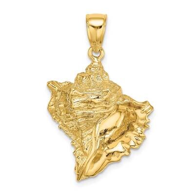 2-D Conch Shell Charm 14k Gold Textured K7845, MPN: K7845, 637218041541