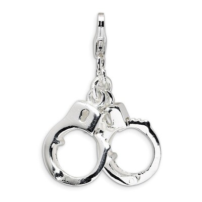 3-D Polished Movable Hand Cuffs Charm Sterling Silver QCC473 by Amore La Vita, MPN: QCC473, 8839573…