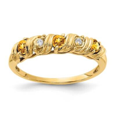 2.75mm Citrine Aa Diamond Ring 14k Gold Y4718CI/AA, MPN: Y4718CI_AA, 883957594316