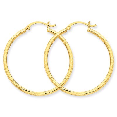 2mm Round Tube Hoop Earrings 14k Gold Diamond-cut TC230, MPN: TC230, 883957289076