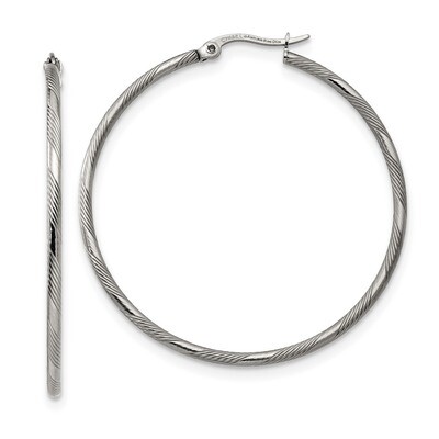 Textured Hinged Hoop Earrings Stainless Steel Polished SRE1291 by Chisel, MPN: SRE1291, 191101499739