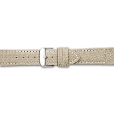 22mm Tan Canvas Leather Lining Silver-tone Buckle Watch Band  BAW388-22, MPN: BAW388-22,
