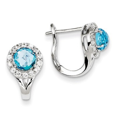 White Topaz &amp; Light Swiss Blue Topaz Hinged Earrings Sterling Silver QE10062BT, MPN: QE10062BT, 883…