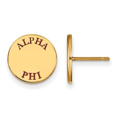 Alpha Phi Enameled Post Earrings Gold-plated Silver GP020APH, MPN: GP020APH, 191101099007