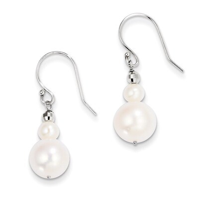 9-9.5mm Cultured Pearl with Mirror Bead Earrings 14k White Gold XF447E, MPN: XF447E, 883957493282