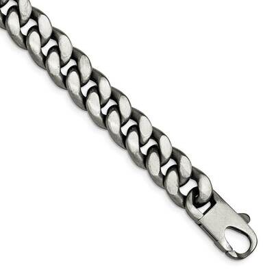 Rhodium/Antiqued Brushed Link Bracelet Sterling Silver QG4871-8.5, MPN: QG4871-8.5,