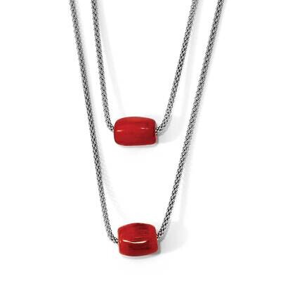 Polished Double-Strand Red Tiger Stone Necklace Sterling Silver QLF852-16, MPN: QLF852-16, 19690415…