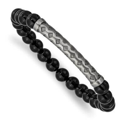 White Bronze-Plated Agate Stretch Bracelet Stainless Steel Antiqued SRB2948, MPN: SRB2948, 19110186…
