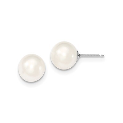 10-11mm White Freshwater Cultured Round Pearl Stud Earrings Sterling Silver QE12737, MPN: QE12737, …