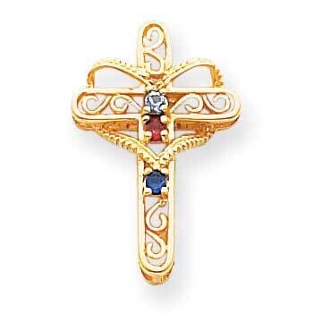 Genuine 3 Stone Mother&#39;s Cross Pendant 14k Gold XMP5/3GY, MPN: XMP5/3GY, 883957142401