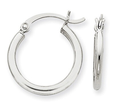 2mm Round Hoop Earrings 10k White Gold 10T1123, MPN: 10T1123, 883957895475