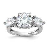 4 1/4ct. Three StoneD E F Pure Light Moissanite Engagement Ring 14k White Gold RM4462E-460-WMP, MPN…