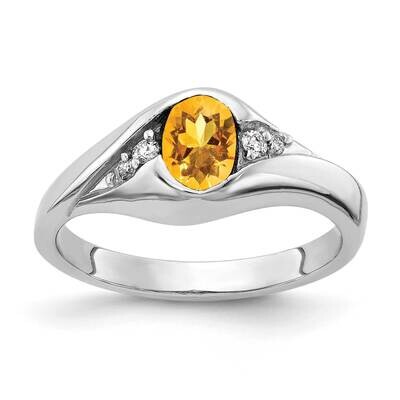 6x4mm Oval Citrine Checker Aa Diamond Ring 14k White Gold Y2107CC/AA, MPN: Y2107CI_AA, 883957706757
