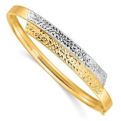 3 16 White Rhodium Diamond-Cut Overlap Hinged Bangle 14k Gold DB723, MPN: DB723, 191101562532
