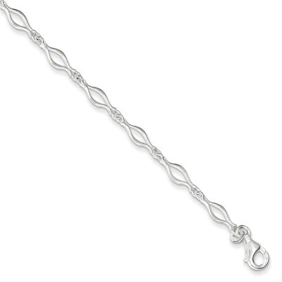 9 Inch Fancy Link Anklet Sterling Silver Solid Polished QG667-9, MPN: QG667-9, 883957951300