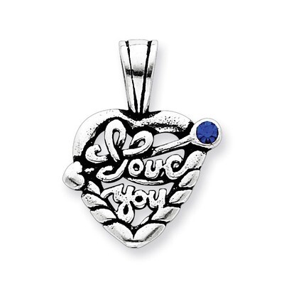 Antiqued Blue Swarovski Charm Sterling Silver QC6002