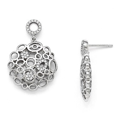 Dangle Post Earrings Sterling Silver &amp; Cubic Zirconia QMP695, MPN: QMP695, 883957017204