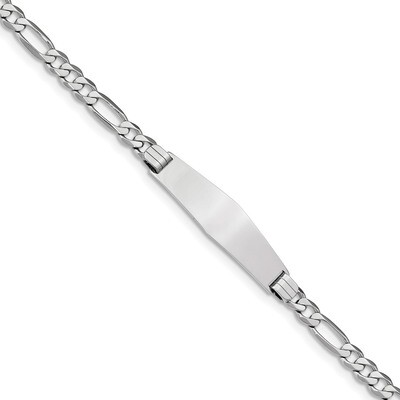 7 Inch Figaro Link Soft Diamond Shape ID Bracelet 14k white Gold LID78CW-7, MPN: LID78CW-7, 8839575…