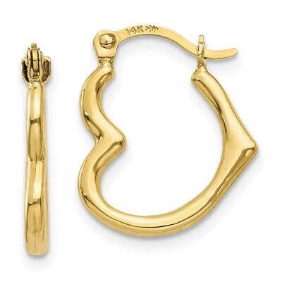Heart Shaped Hollow Hoop Earrings 10k Gold 10TL746, MPN: 10TL746, 191101565250