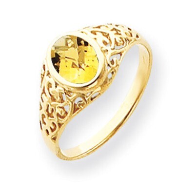 Citrine Checker Ring 14k Gold 7x5mm Oval Y4673CC, MPN: Y4673CC, 883957583846