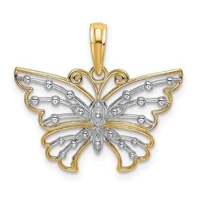 Butterfly Charm 14k Gold Rhodium Diamond-cut K9435, MPN: K9435, 637218137060