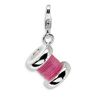 3-D Enameled Pink Spoll of Thread Charm Sterling Silver QCC296 by Amore La Vita, MPN: QCC296, 88395…