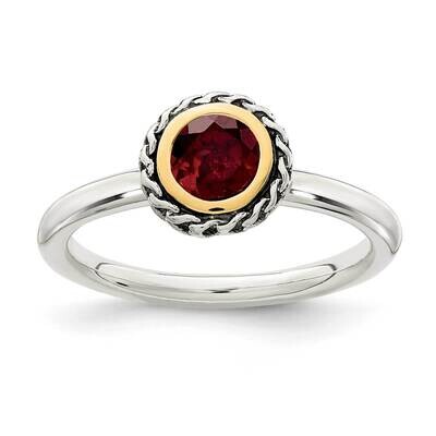 Garnet Ring Sterling Silver with 14k Gold Polished QTC1642, MPN: QTC1642, 883957233321