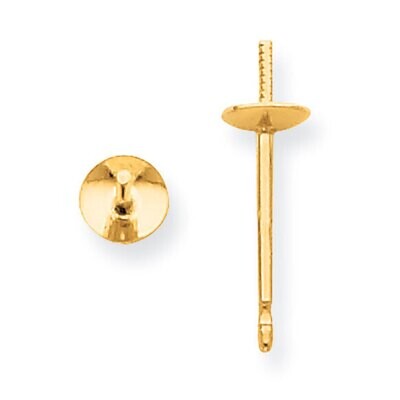 4mm Pearl Cup Earring .030 Post 14k Yellow Gold YG2655, MPN: YG2655,