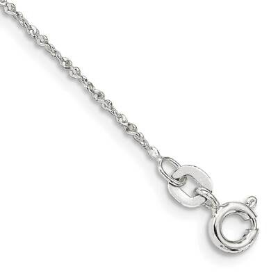 1mm Twisted Serpentine Chain Anklet 9 Inch Sterling Silver QPE38-9, MPN: QPE38-9,
