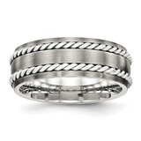 Silver Double Twist Inlay Ring Stainless Steel Brushed SR466, MPN: SR466, 886774436845