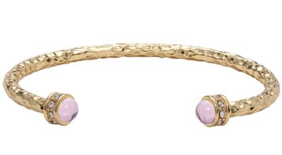 Halcyon Days Hammered Rose Quartz Gold Torque Bangle Bracelet BRSHS26HTG, MPN: BRSHS26HTG,
