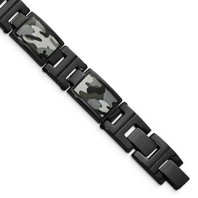Black Ip-Plated Camoflage Bracelet Stainless Steel Polished SRB1598-8.5, MPN: SRB1598-8.5, 88677430…