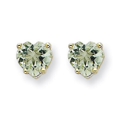 5mm Heart Green Quartz Earrings 14k White Gold XE97WCG, MPN: XE97WCG, 883957110639