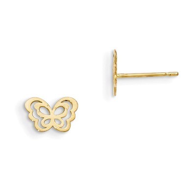Children&#39;S Butterfly Post Earrings 14k Gold GK815, MPN: GK815, 191101080081