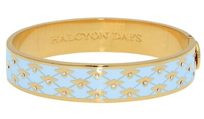 Halcyon Days 13mm Bee Sparkle Forget-me-Not Gold Hinged Bangle Bracelet HBBES1213G, MPN: HBBES1213G,